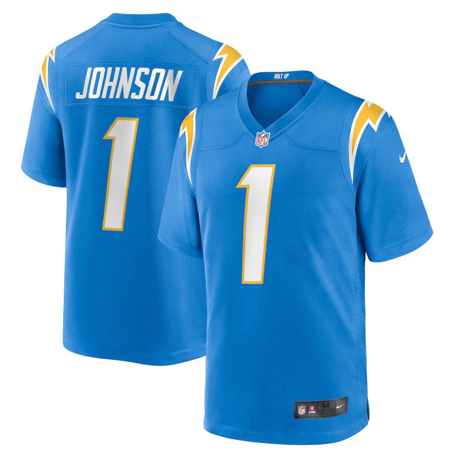 Men Los Angeles Chargers #1 Zion Johnson Nike Powder Blue 2022 NFL Draft First Round Pick Game Jersey